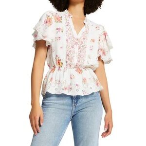 River Island Cream Floral Eyelet Blouse